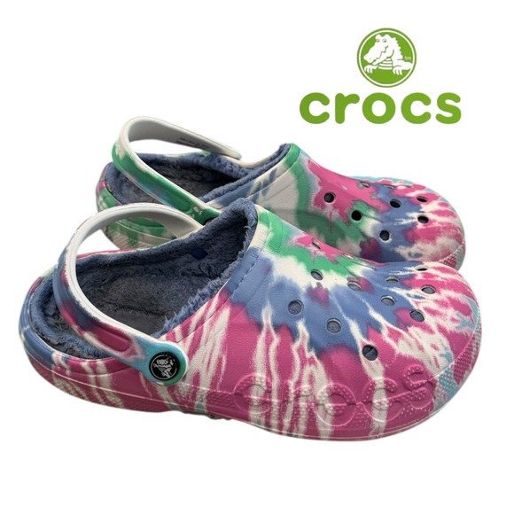 CROCS Classic Baya Women's Men's Tie Dye Lined Clogs 10 8 - Picture 1 of 7